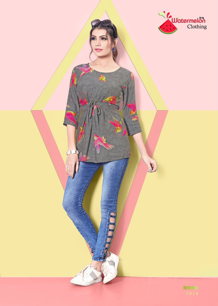 Watermelon Diamond Party-2 Rayon Print Tops Watermelon Diamond Party-2 Rayon Print Tops